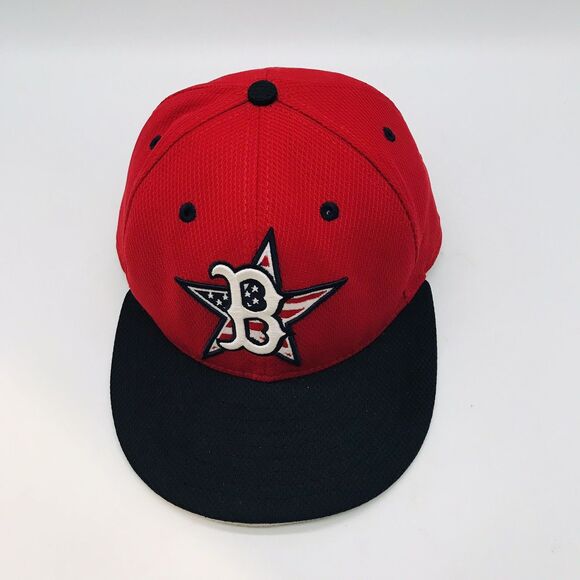 Boston Red Sox MLB Logo Hat Mens 7 1/4 New Era 59FIFTY Red & Black Flag Star Cap - Picture 6 of 12